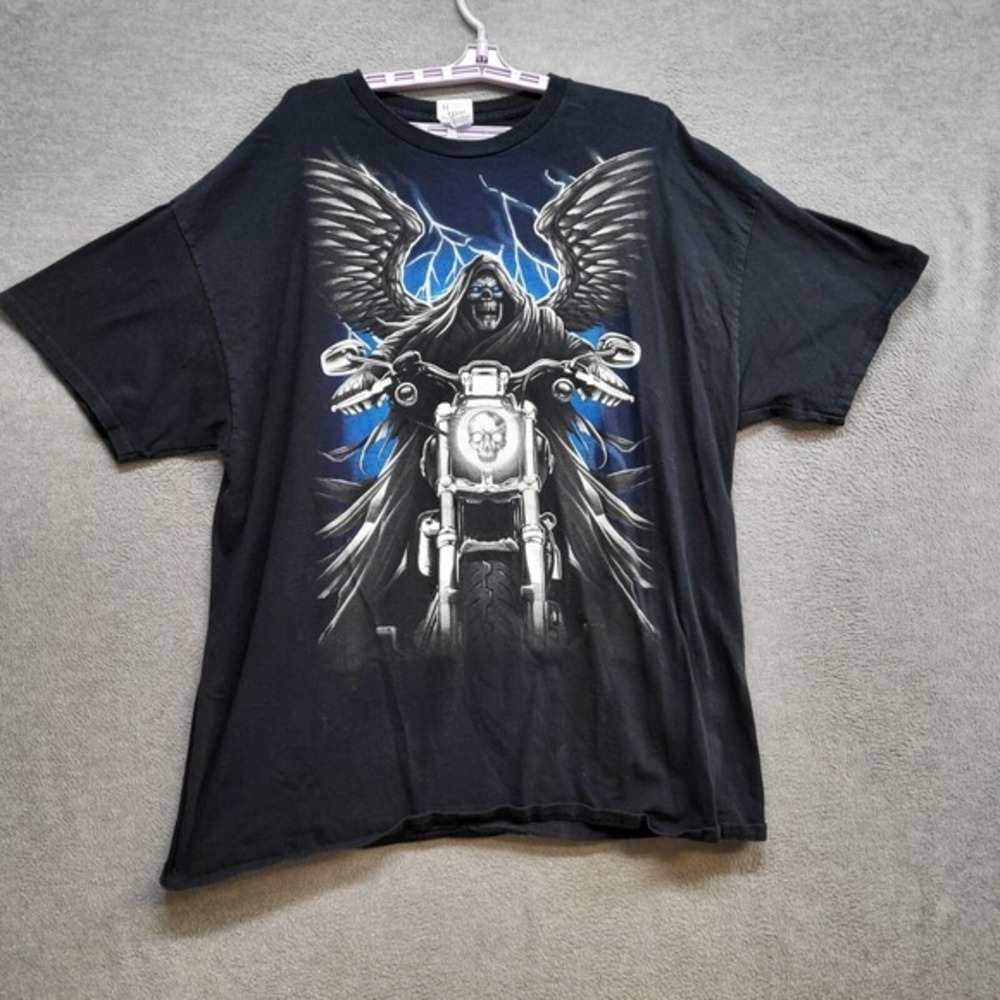 Skelton Men Shirt 2XL Black Y2K Grunge Angle Swing Short Sleeve Tee